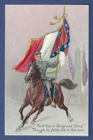 Antique Tuck Postcard - Confederate Soldier On Horseback - - Ex