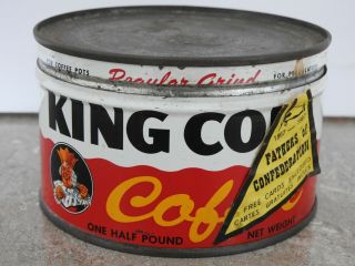 Rare Antique King Cole Coffee Tea Advertising 1/2lb Tin Canada Vintage 1967