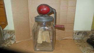 Antique Vintage Dazey No 4 Butter Churn,  4 Quart Square Jar
