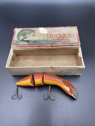 Vintage Heddon Gamefisher Minnow Antique Fishing Lure With Dowagiac Box