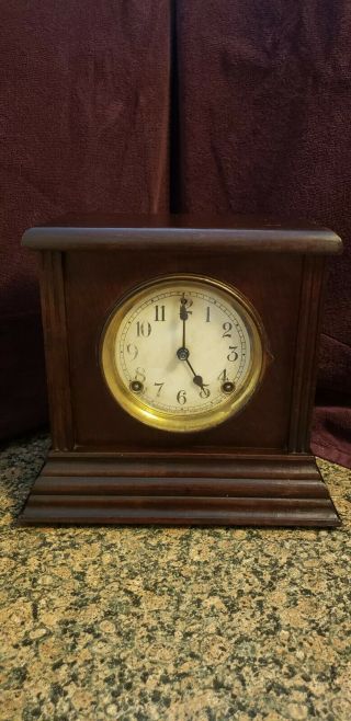 Antique Sessions Natural Finish Wood Case Mantle Clock
