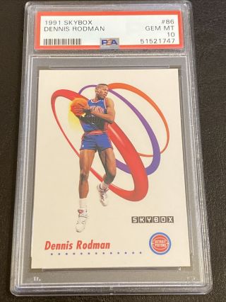 1991 - 92 Skybox Psa 10 Gem 86 Dennis Rodman Detroit Pistons Nba Card