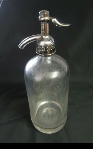 Antique Crescent Beverage Bottle Co Seltzer Bottle Newark NJ Etched Getmany 3