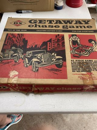 Rare Vintage 1967 Dx Gas Oil Getaway Chase Game Slot Cars Set 4 Cars
