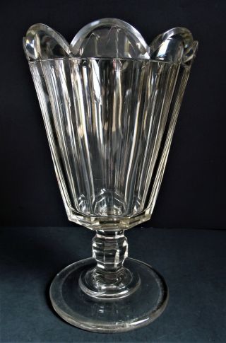 Antique Blown Pittsburgh American Flint Eight Cut Panel Glass Celery Vase Eapg