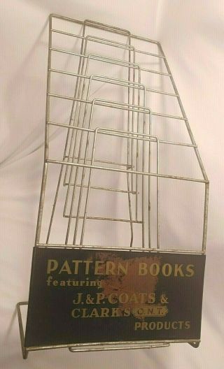 Antique 1920s J & P Coats Clarks Pattern Books General Store Metal Display Rack