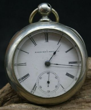 Antique 1888 Elgin 18s 7j Pocket Watch W/ Dueber Silverine Case 2470259 (e3i2)