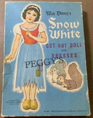 1938 Whitman & Walt Disney Enterprises " Snow White Cut - Out Doll & Dresses " Uncut