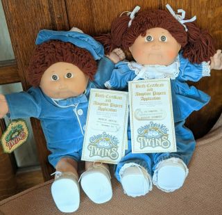 Vintage 1980s Cabbage Patch Kids Cpk Redheaded Twin Boy Girl Velvet Special