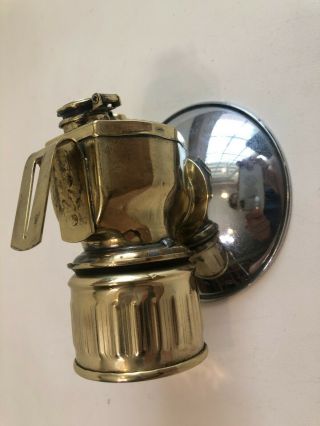 Antique Justrite Brass Coal Miners Lantern Carbide Lamp W/air Cooled Grip,  4 1/2