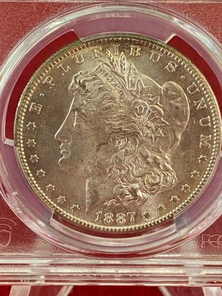 1887 - S Morgan Silver Dollar Pcgs Ms62 Golden Toning