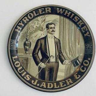 Antique C.  1905 Hyroler Whiskey Advertising Tip Tray Pre - Prohibition Tin Litho