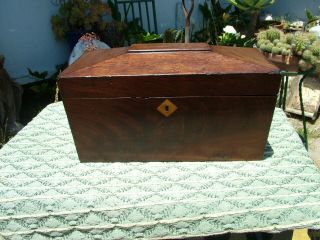Antique 19thc.  English Rosewood Tea Caddy With Fitted Interior
