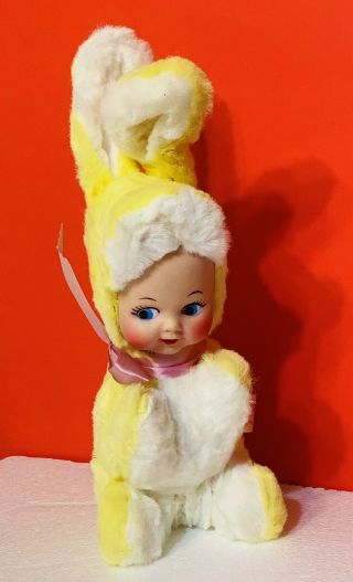 Vintage Rubber Face Plush Toy Baby Rabbit Bunny Stuffed 1960 