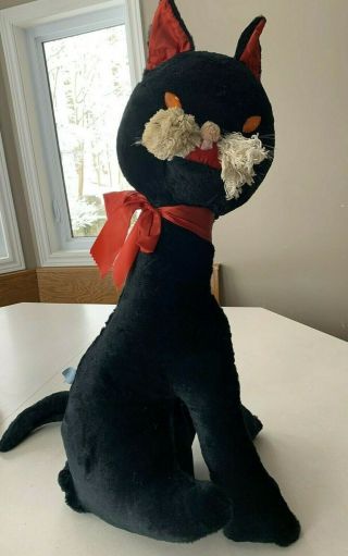 Vtg Allied Toys - Stuffed Black Cat - 1950’s - Carnival Prize Large 32 " Tall