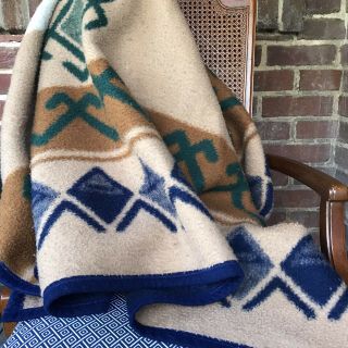 Reversible Vintage Biederlack Southwest Aztec Native Throw Camp Blanket Usa Iba