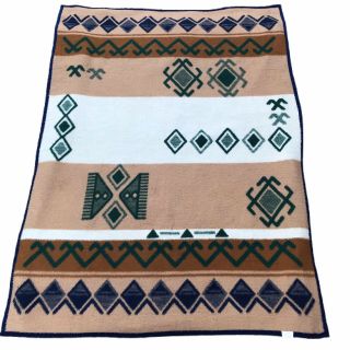 Reversible Vintage Biederlack Southwest Aztec Native Throw Camp Blanket USA IBA 2