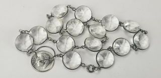 Antique Art Deco Sterling Silver Pools Of Light Faceted Rock Crystal Necklace