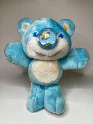 Playskool Nosy Bear Vtg 1987 Blue Plush Toy Bear Blue Planet Stars Twinkle 11”