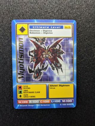 Myotismon Bo - 76 Rare Bandai 1999 Digimon Card Gold Foil Lettering