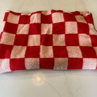 Vintage Red & White Checkered Color Blanket Baron Woolen Mills Of Utah,  50 X 72