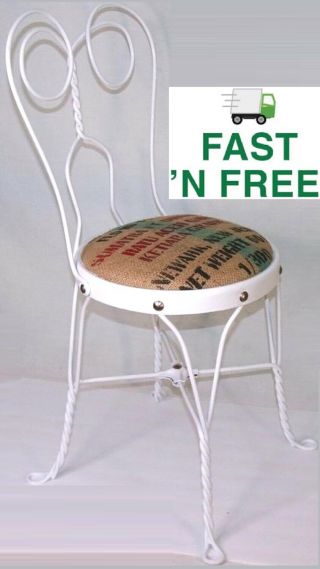 ☕ Coffee Jute Burlap Bag Hand Refinished 1960s Ice Cream Parlor Chair,  B Bag