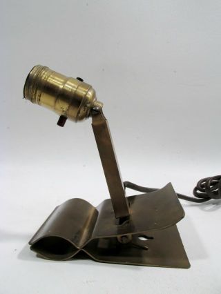 1907 Antique Farberware Adjusto - Lite Clip Clamp Brass Lamp Arts & Crafts