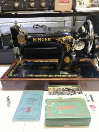 Singer 128k Hand Crank Sewing Machine Vintage Antique Ek888549