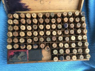 Vintage Raymel Price Marking Stamp Kit In Wooden Box Adams Rubber Stamp Co