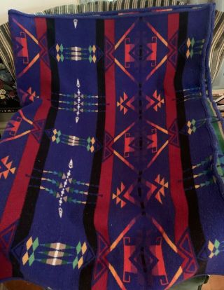 Vintage Pendleton Beaver State Wool Blanket Aztec Design Read Tlc 67” X 52