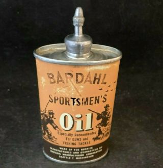 Vtg Bardahl Sportsmens Gun Oil Lead Top Handy Oiler Rare Old Advertising Tin Can
