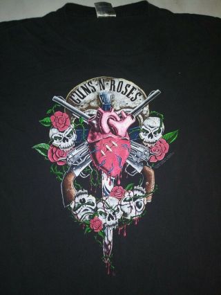 Vintage 1990 Guns N Roses 2 Sided T Shirt Skulls Pistols Brockum Vgc Sz Lg - Xl