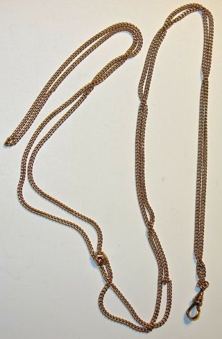 Bates & Bacon Victorian Antique Signed Gf 50 " Pocket Watch Chain W/red Stone 16