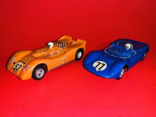 Two Vintage Strombecker 1/32 Can - Am Slot Cars