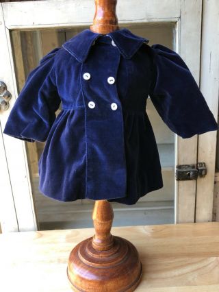 Vintage Terri Lee Tagged Blue Velveteen Coat For 16” Doll Satin Lined