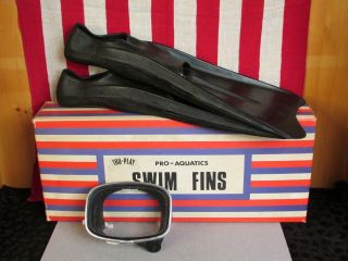 Vintage Tru Play Swim Fins Flippers & Tabac Swim Mask Diving Scuba Set