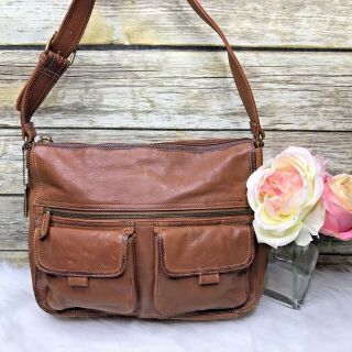 Vintage Fossil Tan Brown Leather Purse Shoulder Bag Tote Zb 8961