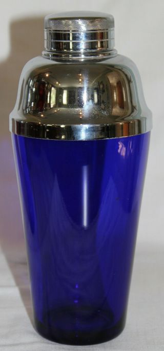 Antique Heavy Cobalt Blue Glass Cocktail Shaker