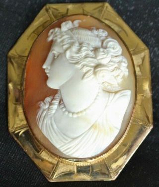 Rare Left Facing Antique Victorian Cameo,  Goddess Flora,  Shell Carving