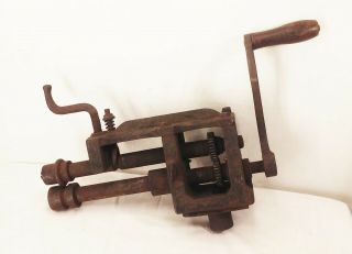 Vtg Antique Hand Crank Metal Forming Bead Roller Crimper Tool Cast Iron