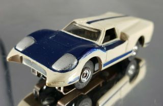 Vintage Aurora Tjet Slot Car Ford J Car 1382 In White & Blue & Fast