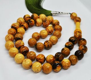 77.  15gr German Old Amber Antique Amber Islamic 47 Round Prayer Beads 14mm Tesbih