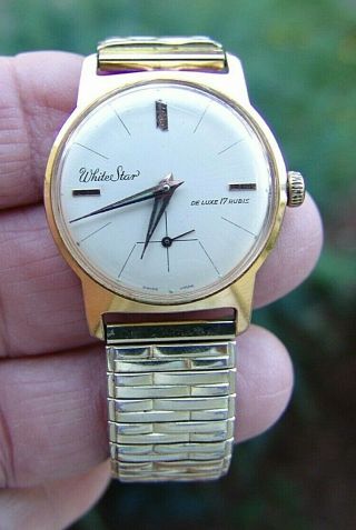 Swiss Made Vintage " White Star De Luxe " Unisex Armband Uhr,  17 Jewels,  LÄuft