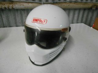 Vintage Simpson Bandit Motorcycle Drag Racing Helmet Size 7 1/2 (60cm) White