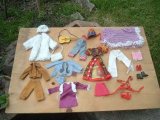 Vintage 1970`s Britt Doll Clothes And Accessories.
