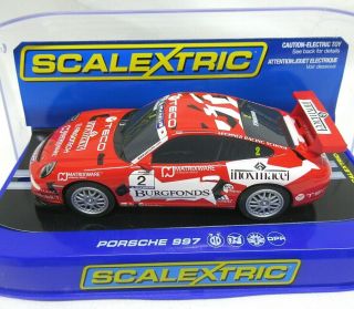Scalextric Slot Car 1/32 Porsche 911 Carrera 997 Letchner Red 2 C2899