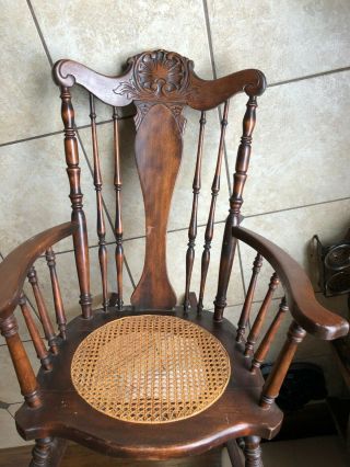 Rocking Chair With Wicker Seat,