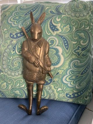 Arthur Court Style Vintage Brass Hunter Hare Coat Hook