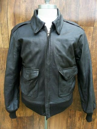 Vtg Cooper A2 Leather Jacket Flight Goatskin Brown 1980s Usa 38r Usaf