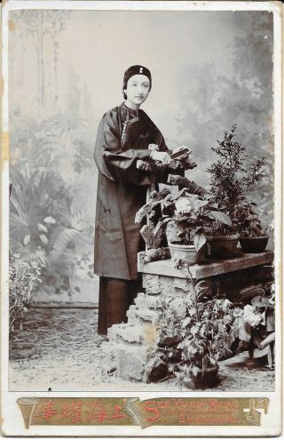 Cabinet Card Late 19th C?.  Woman In Traditional Dress Sze - Yuen - Ming Shanghai